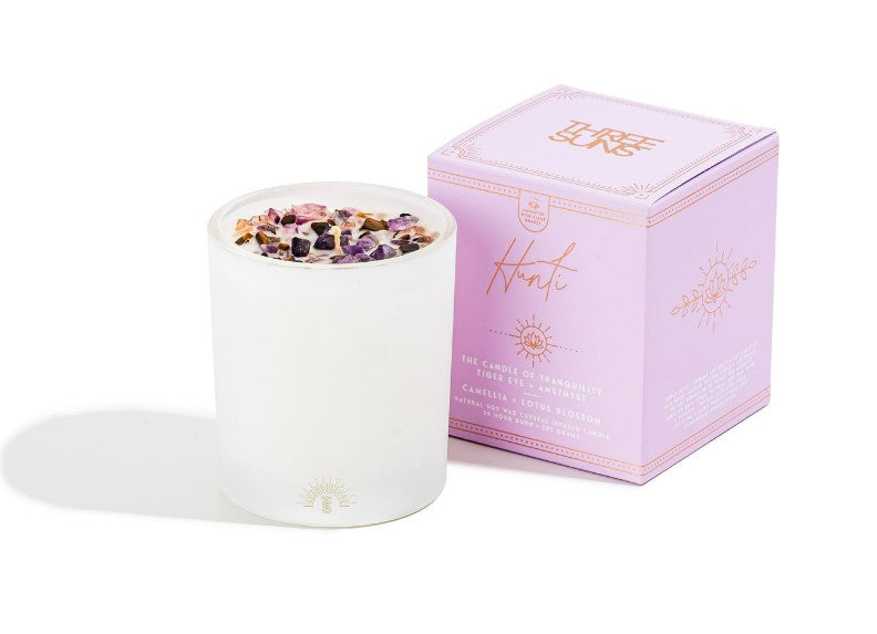 HUNTI- CRYSTAL INFUSED CANDLE OF TRANQUILITY