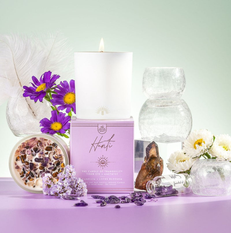 HUNTI- CRYSTAL INFUSED CANDLE OF TRANQUILITY